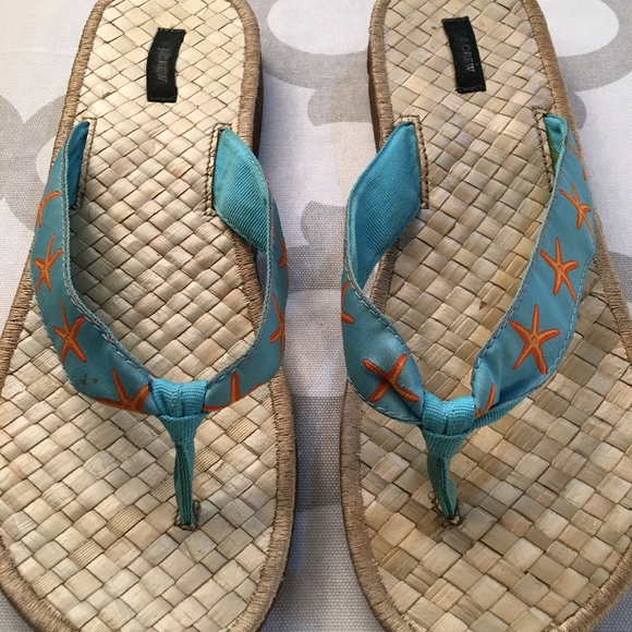 J. Crew Shoes - J. Crew Straw STARFISH Flip Flops Size 8